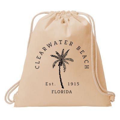 Retro Cool Clearwater Beach Original Florida Beaches Drawstring Bag
