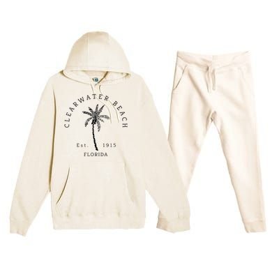 Retro Cool Clearwater Beach Original Florida Beaches Premium Hooded Sweatsuit Set