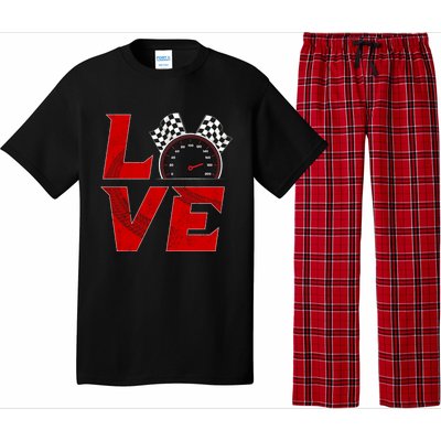 Race Car Checker Flag Love Auto Racing Gift Pajama Set