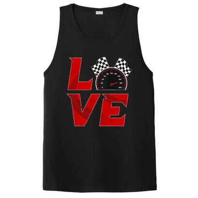 Race Car Checker Flag Love Auto Racing Gift PosiCharge Competitor Tank