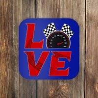 Race Car Checker Flag Love Auto Racing Gift Coaster