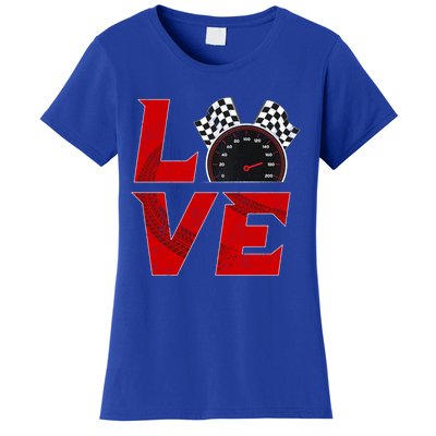 Race Car Checker Flag Love Auto Racing Gift Women's T-Shirt