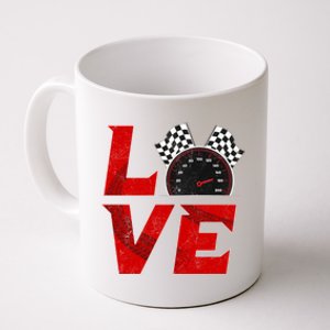 Race Car Checker Flag Love Auto Racing Gift Coffee Mug