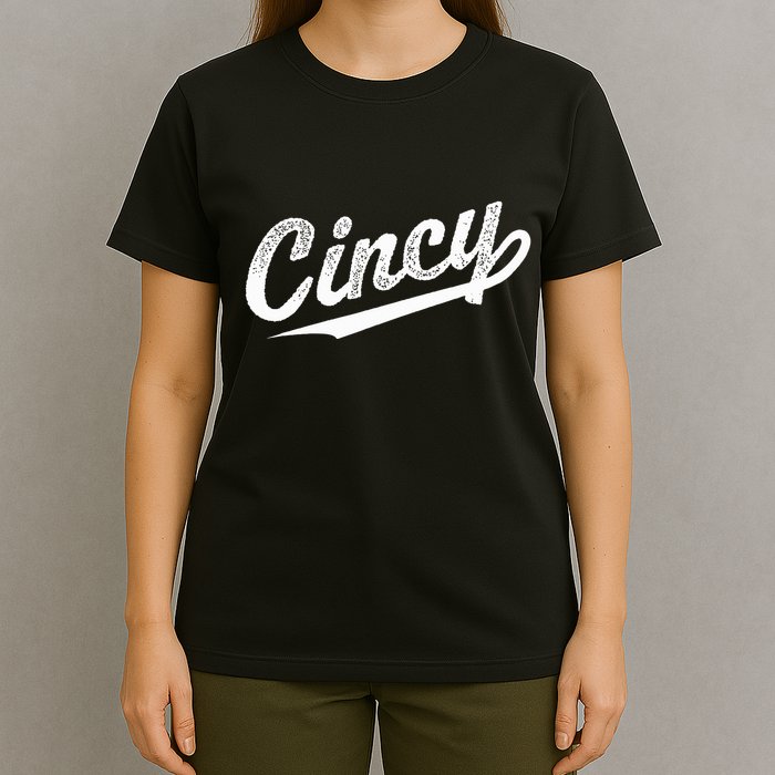 Retro Cincy Cincinnati Ohio Vintage Cursive Script Throwback T-Shirt