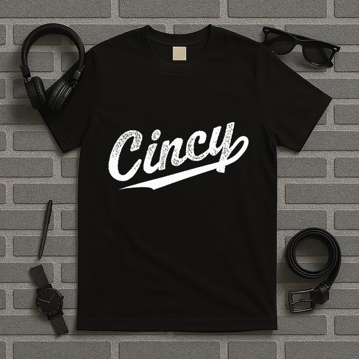 Retro Cincy Cincinnati Ohio Vintage Cursive Script Throwback T-Shirt