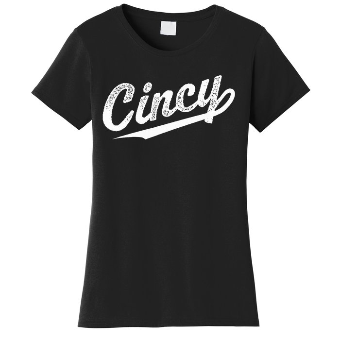 Retro Cincy Cincinnati Ohio Vintage Cursive Script Throwback Women's T-Shirt