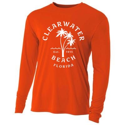 Retro Cool Clearwater Beach Original Florida Beach Palm Tree Gift Cooling Performance Long Sleeve Crew