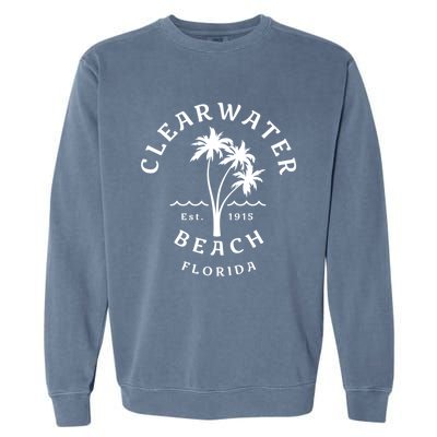 Retro Cool Clearwater Beach Original Florida Beach Palm Tree Gift Garment-Dyed Sweatshirt