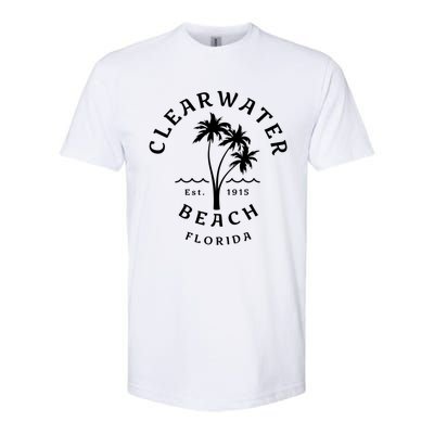 Retro Cool Clearwater Beach Original Florida Beach Palm Tree Gift Softstyle CVC T-Shirt