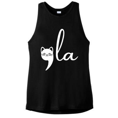 Retro Cat Comma La Kamala Harris For President 2024 Election Cool Gift Ladies PosiCharge Tri-Blend Wicking Tank