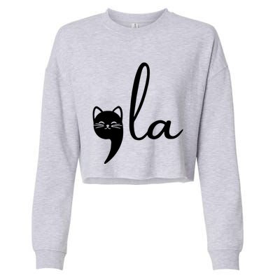 Retro Cat Comma La Kamala Harris For President 2024 Election Cool Gift Cropped Pullover Crew