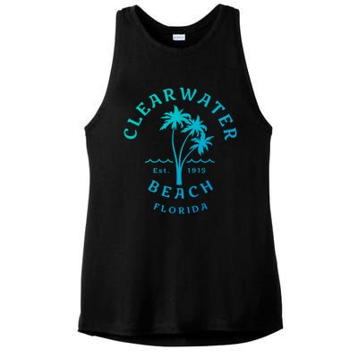 Retro Cool Clearwater Beach Original Florida Beach Palm Tree Gift Ladies PosiCharge Tri-Blend Wicking Tank