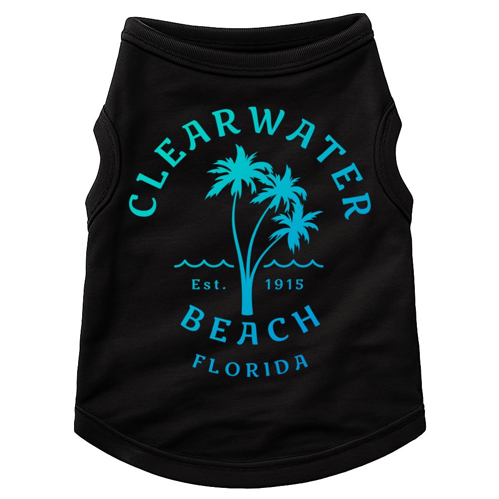 Retro Cool Clearwater Beach Original Florida Beach Palm Tree Gift Doggie Tank