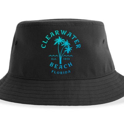 Retro Cool Clearwater Beach Original Florida Beach Palm Tree Gift Sustainable Bucket Hat