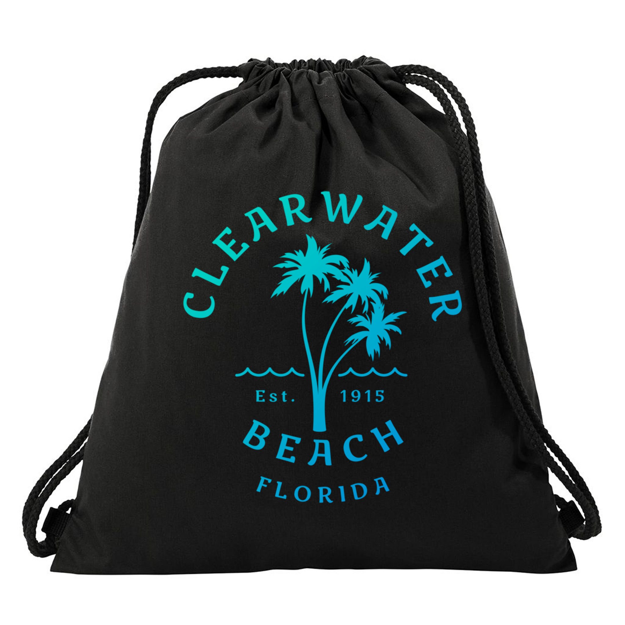 Retro Cool Clearwater Beach Original Florida Beach Palm Tree Gift Drawstring Bag