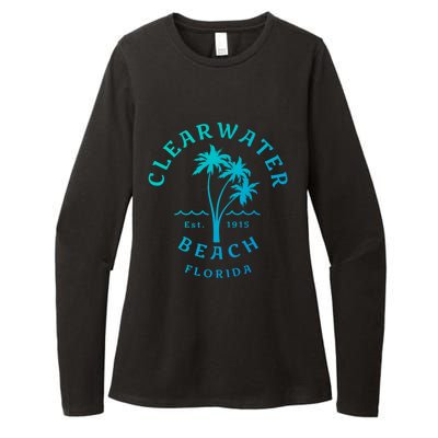 Retro Cool Clearwater Beach Original Florida Beach Palm Tree Gift Womens CVC Long Sleeve Shirt