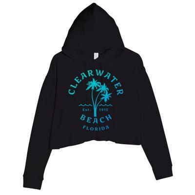 Retro Cool Clearwater Beach Original Florida Beach Palm Tree Gift Crop Fleece Hoodie