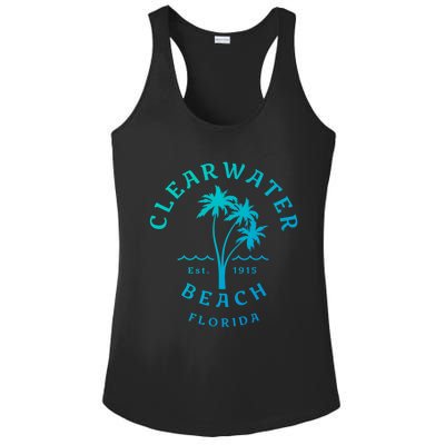 Retro Cool Clearwater Beach Original Florida Beach Palm Tree Gift Ladies PosiCharge Competitor Racerback Tank