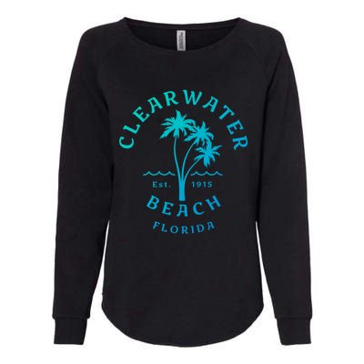 Retro Cool Clearwater Beach Original Florida Beach Palm Tree Gift Womens California Wash Sweatshirt