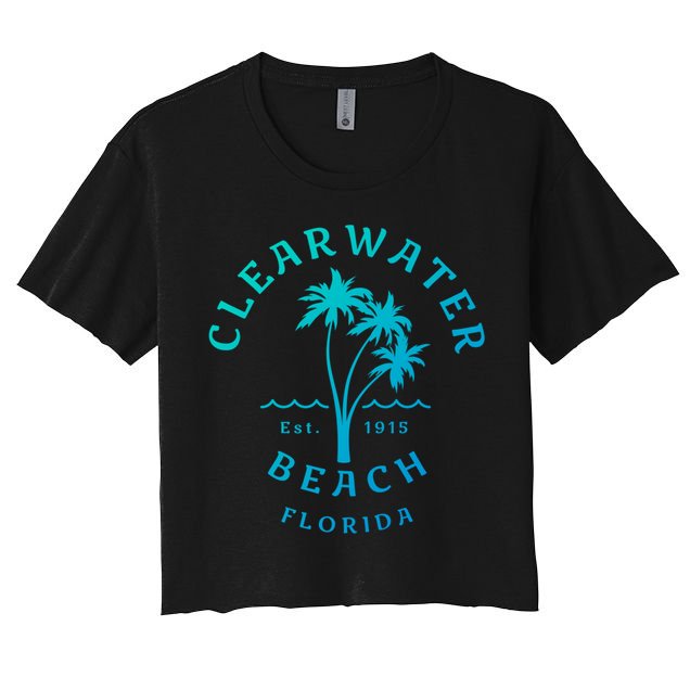 Retro Cool Clearwater Beach Original Florida Beach Palm Tree Gift Crop Top