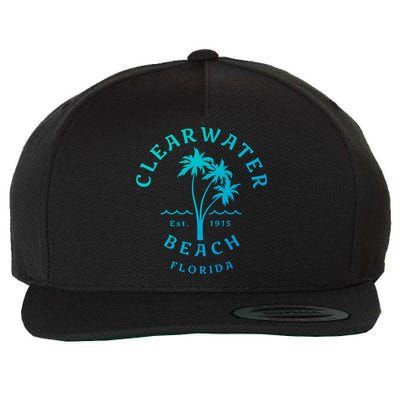 Retro Cool Clearwater Beach Original Florida Beach Palm Tree Gift Wool Snapback Cap