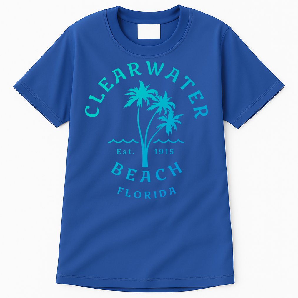Retro Cool Clearwater Beach Original Florida Beach Palm Tree Gift Tall T-Shirt