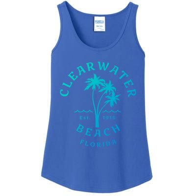 Retro Cool Clearwater Beach Original Florida Beach Palm Tree Gift Ladies Essential Tank