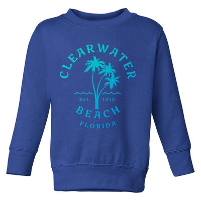 Retro Cool Clearwater Beach Original Florida Beach Palm Tree Gift Toddler Sweatshirt