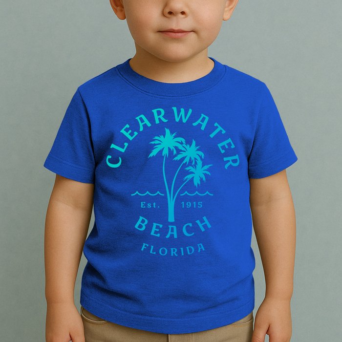 Retro Cool Clearwater Beach Original Florida Beach Palm Tree Gift Toddler T-Shirt