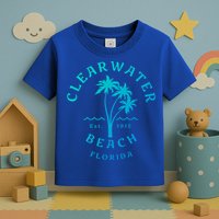 Retro Cool Clearwater Beach Original Florida Beach Palm Tree Gift Toddler T-Shirt