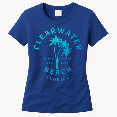 Retro Cool Clearwater Beach Original Florida Beach Palm Tree Gift Womens T-Shirt