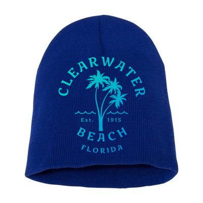 Retro Cool Clearwater Beach Original Florida Beach Palm Tree Gift Short Acrylic Beanie