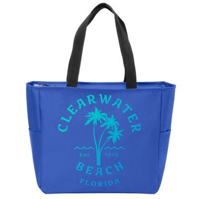Retro Cool Clearwater Beach Original Florida Beach Palm Tree Gift Zip Tote Bag