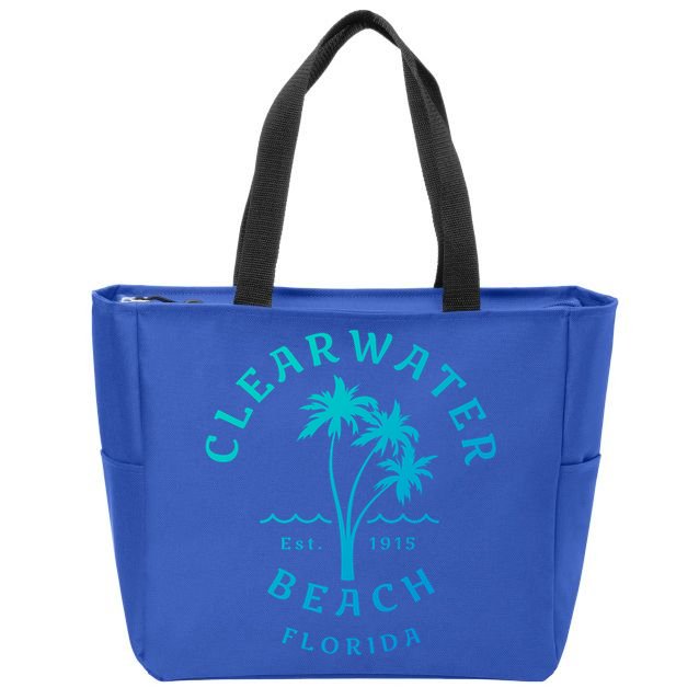 Retro Cool Clearwater Beach Original Florida Beach Palm Tree Gift Zip Tote Bag