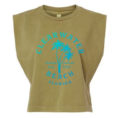 Retro Cool Clearwater Beach Original Florida Beach Palm Tree Gift Garment-Dyed Women's Muscle Tee