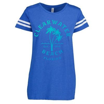 Retro Cool Clearwater Beach Original Florida Beach Palm Tree Gift Enza Ladies Jersey Football T-Shirt