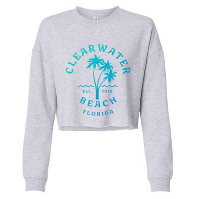 Retro Cool Clearwater Beach Original Florida Beach Palm Tree Gift Cropped Pullover Crew