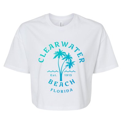 Retro Cool Clearwater Beach Original Florida Beach Palm Tree Gift Bella+Canvas Jersey Crop Tee