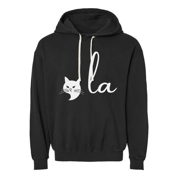 Retro Cat Comma La Kamala Harris For President 2024 Election Garment-Dyed Fleece Hoodie