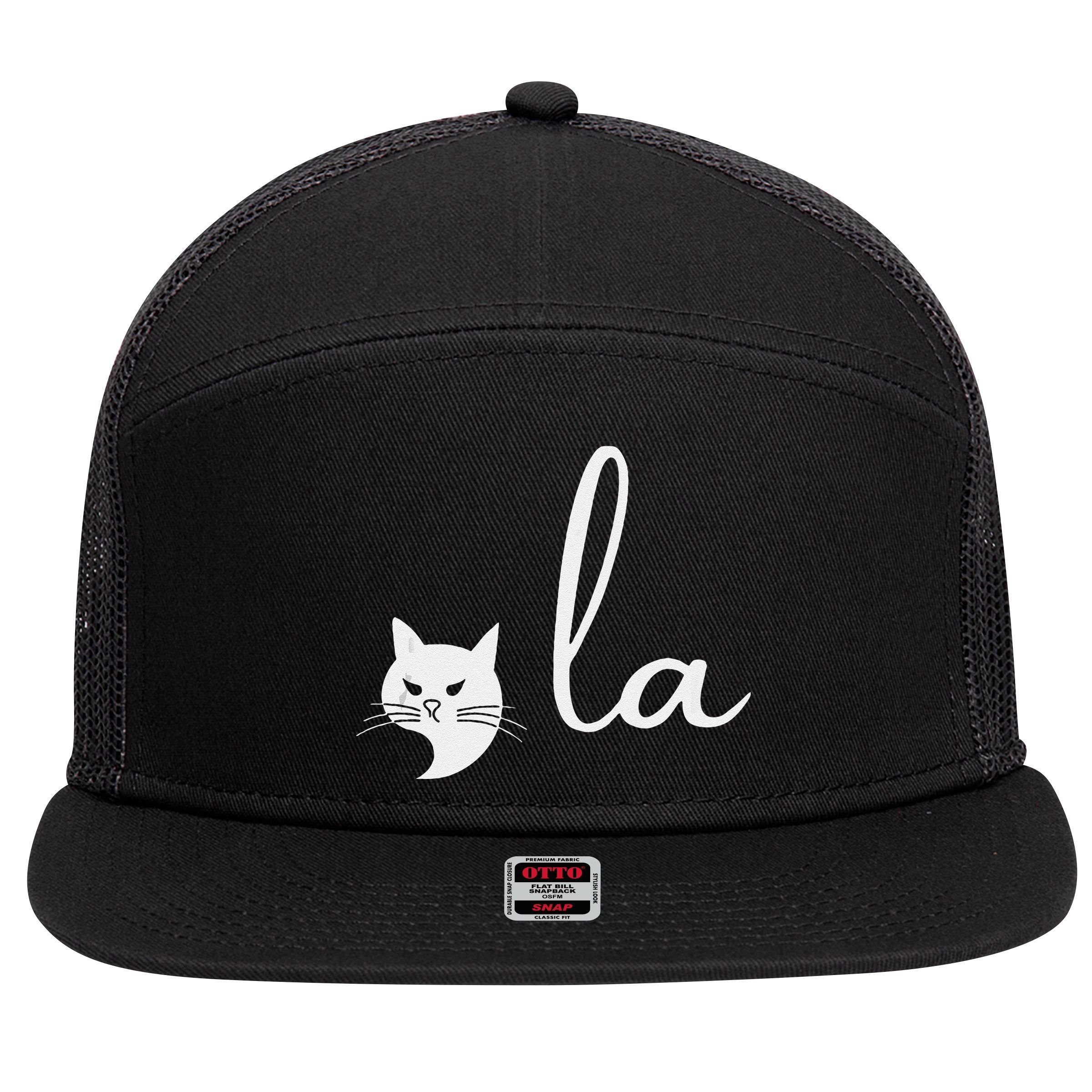 Retro Cat Comma La Kamala Harris For President 2024 Election 7 Panel Mesh Trucker Snapback Hat