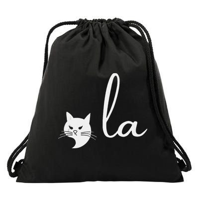 Retro Cat Comma La Kamala Harris For President 2024 Election Drawstring Bag