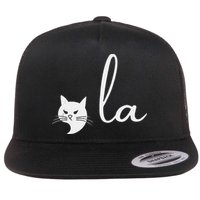 Retro Cat Comma La Kamala Harris For President 2024 Election Flat Bill Trucker Hat