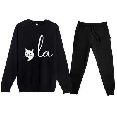 Retro Cat Comma La Kamala Harris For President 2024 Election Premium Crewneck Sweatsuit Set