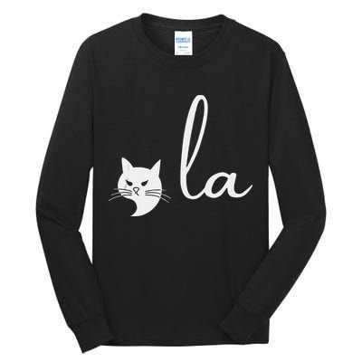 Retro Cat Comma La Kamala Harris For President 2024 Election Tall Long Sleeve T-Shirt