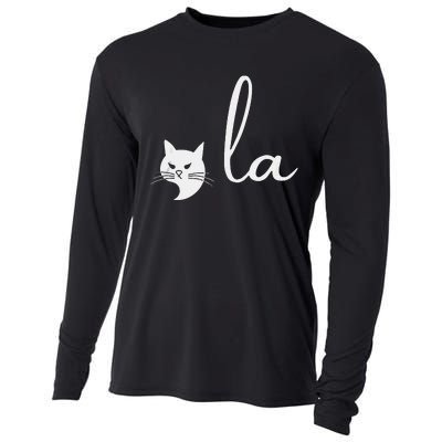 Retro Cat Comma La Kamala Harris For President 2024 Election Cooling Performance Long Sleeve Crew