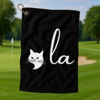 Retro Cat Comma La Kamala Harris For President 2024 Election Golf Towel