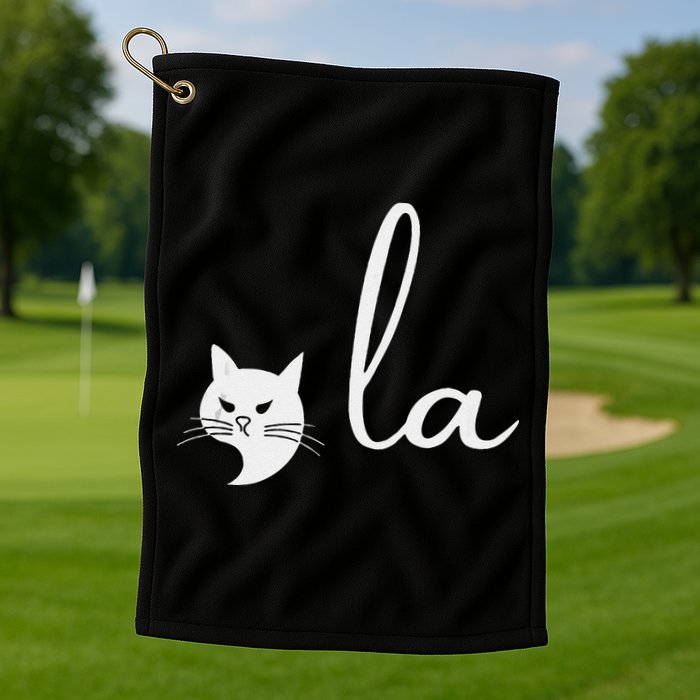 Retro Cat Comma La Kamala Harris For President 2024 Election Golf Towel