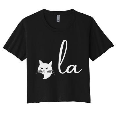Retro Cat Comma La Kamala Harris For President 2024 Election Crop Top