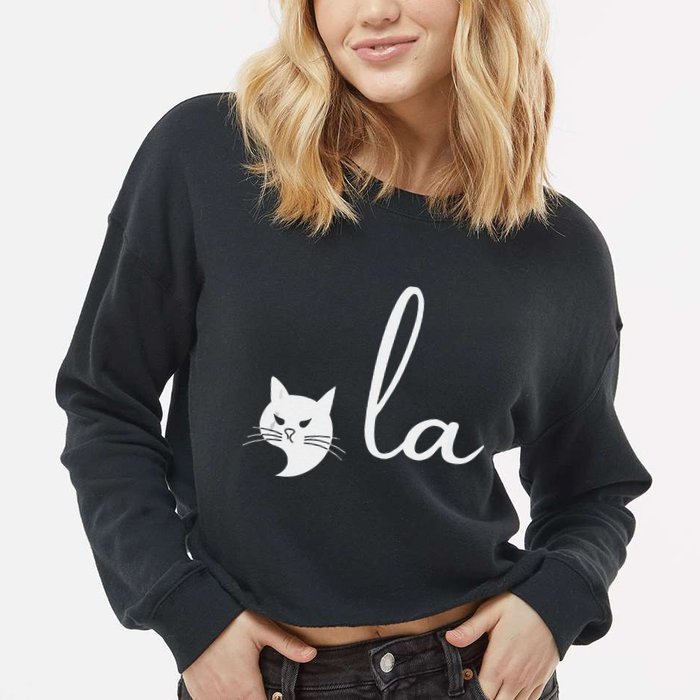 Retro Cat Comma La Kamala Harris For President 2024 Election Cropped Pullover Crew