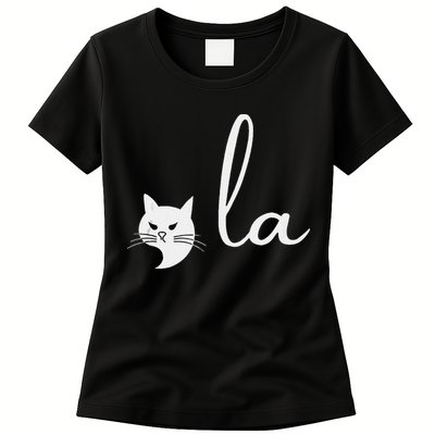 Retro Cat Comma La Kamala Harris For President 2024 Election Womens T-Shirt